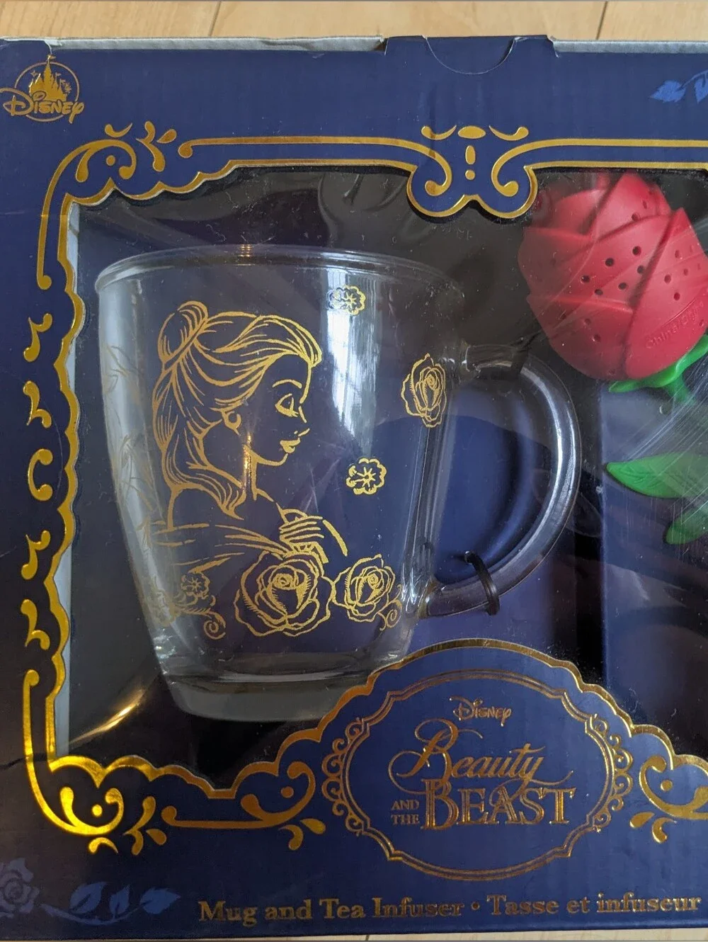 Disney Store Beauty and the Beast Belle Mug and Rose Tea Infuser Boxed Set New